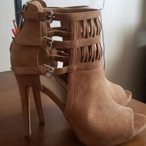 Tan heeled booties